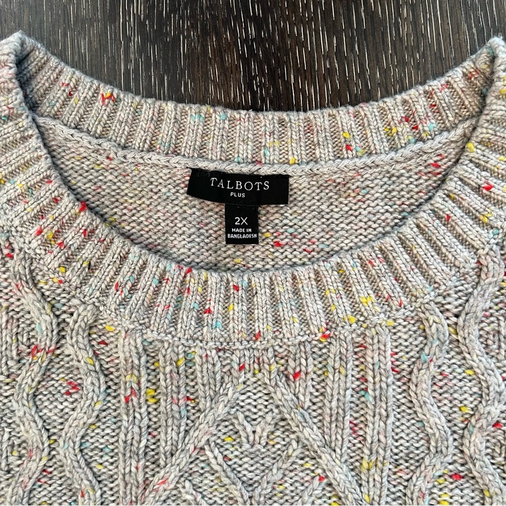 Talbots Plus Size 2x Gray W/ Micro Multicolor Spr… - image 3